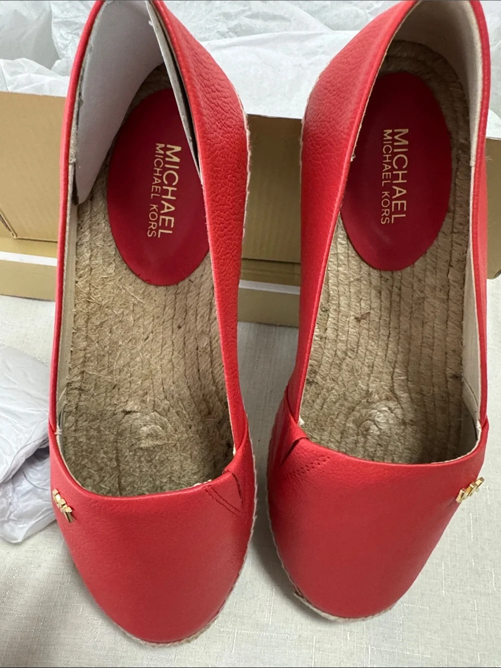 Michael Kors Coral-Red Espadrille Slip-On Flats